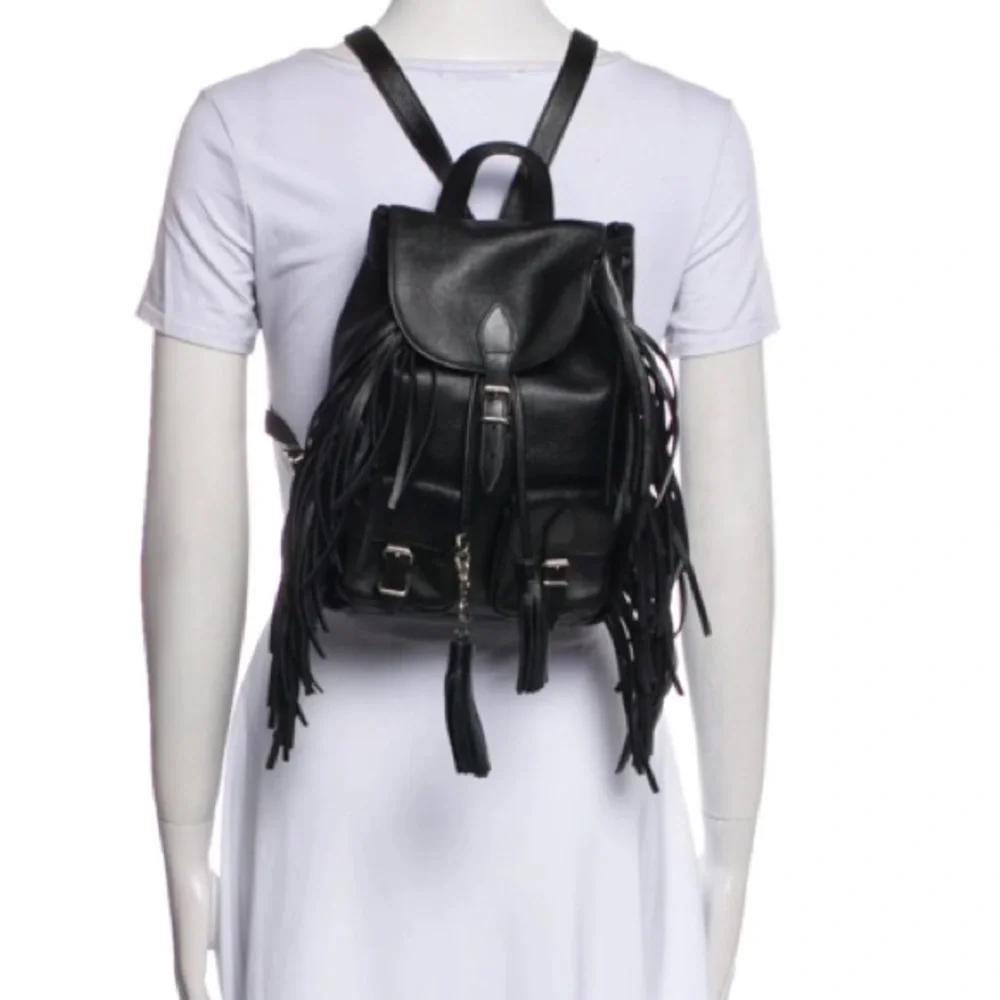 Saint Laurent Black Backpack with Fringe - Picture 2 of 5
